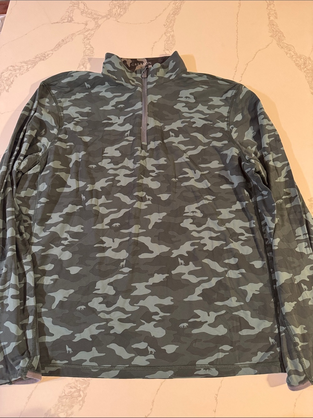 Greyson Men's Green-Grey Camo Quarter-Zip Pull-Over